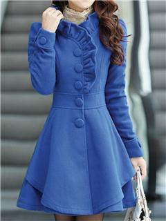 Sweet Flower Shaped Collar Woolen Coat