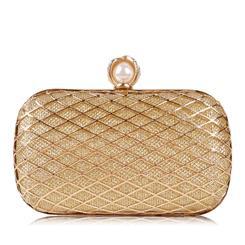 Eric Dress Pearl Decorated Metallic Hollow Clutch Bag