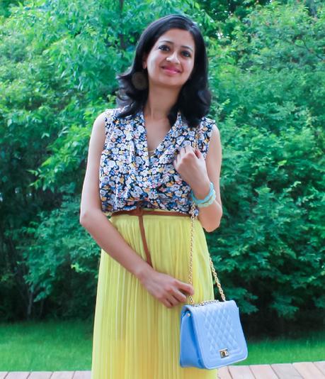 Floral Top and Pleated Skirt