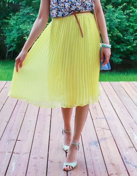 Floral Top and Pleated Skirt