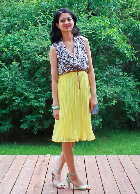 Floral Top and Pleated Skirt