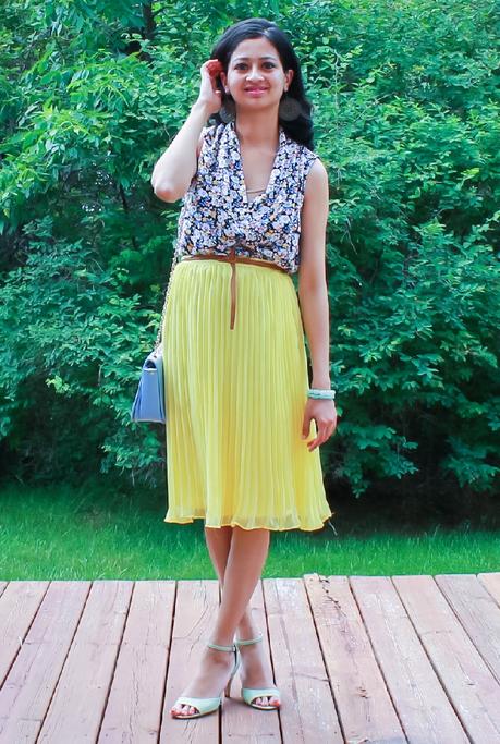 Floral Top and Pleated Skirt