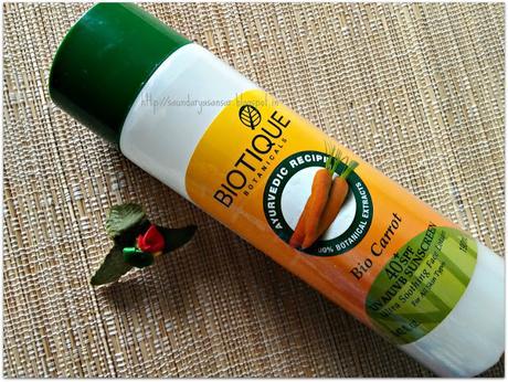 Biotique Botanicals Bio Carrot 40+ spf UVA/UVB sunscreen ultra soothing face lotion: Review