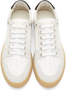The Strong Silent Type:  AMI White Leather Contrast Sneakers