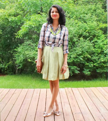 Plaid Shirt and Mint Dress