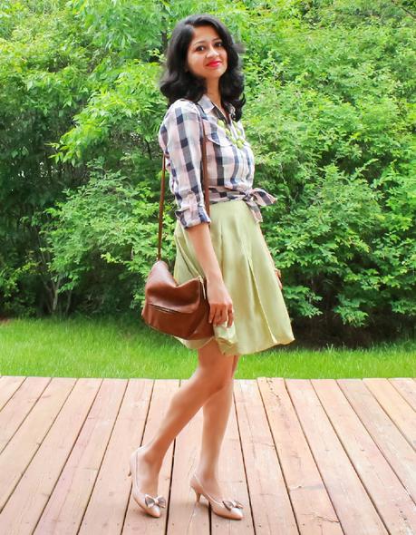 Plaid Shirt and Mint Dress