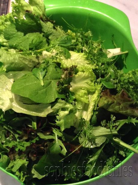 Cut away salad leaves