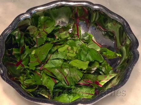 Cut up beetroot leaves