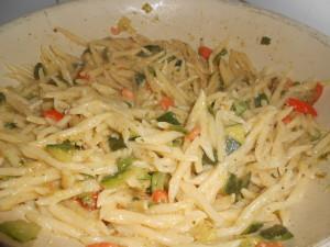 trofie zucchine e gamberetti (pasta with zucchini and swrip)