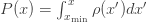 P(x) = \int_{x_{\min}}^x \rho(x') dx'