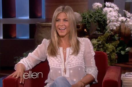 Jennifer Aniston wears sheer blouse in Ellen
