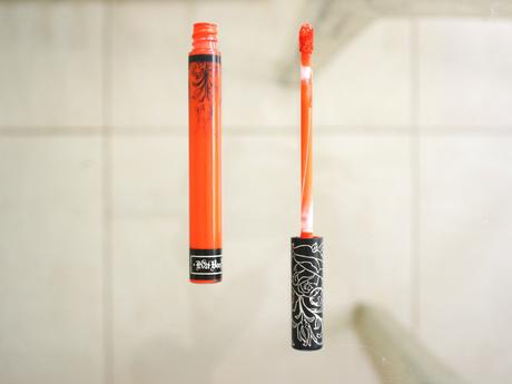 Kat Von D Everlasting Liquid Lipstick in “Agogo” | Framed by Ever Bilena “Orange” Lipliner