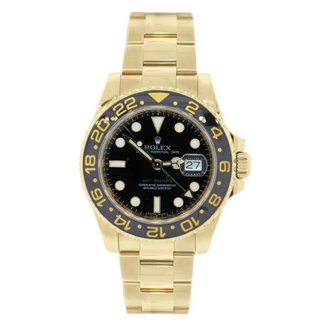Rolex 116718 GMT Master II Yellow Gold Black Dial Watch