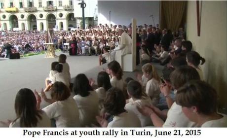 Pope Francis at youth rally in Turin June 21, 2015