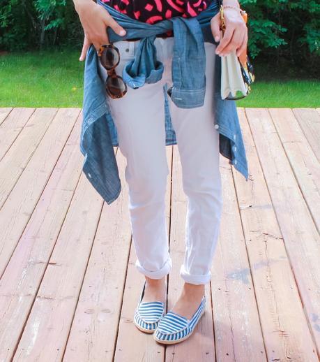 Printed Cami & White Jeans