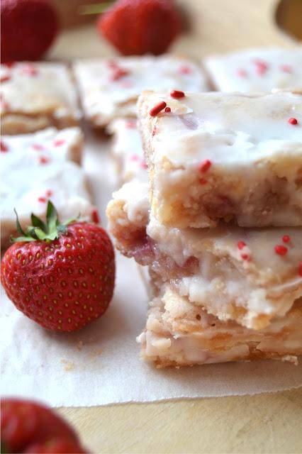 Blondies infused with strawberries and white chocolate chips