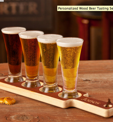 PersonalizedWoodBeerTastingSet with mini pilsnersAgiftpersonalized.com