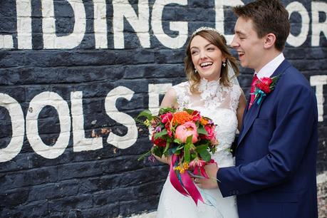 York Wedding Photography burde with colourful bouquet