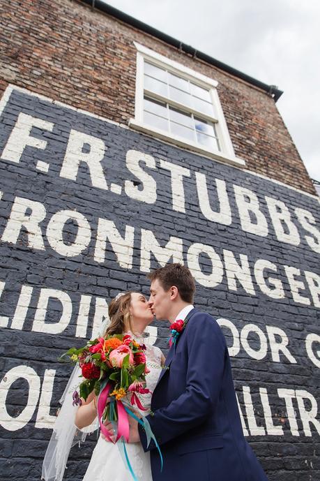 York Wedding Photography burde with colourful bouquet