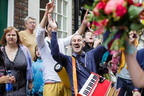 York Wedding Photography Bride & Groom Dance With Hare Krishnas