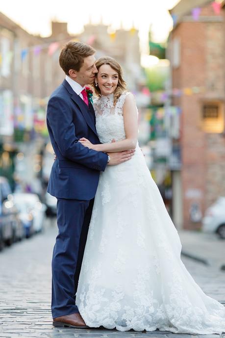 Bride & Groom Portraits Outside of Merchant Adventuerers Hall