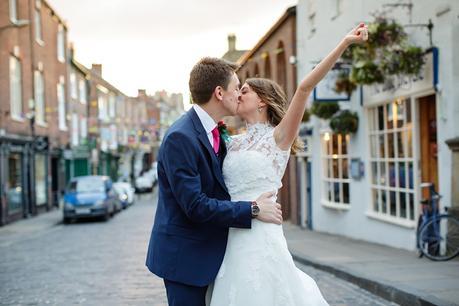 Bride & Groom Portraits Outside of Merchant Adventuerers Hall