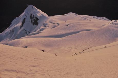 Climbers coming up the last section before the summit.