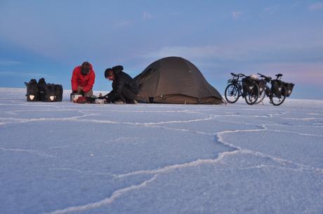 Typically when we stop cycling for the day I start cooking as Kevin sets up the tent.