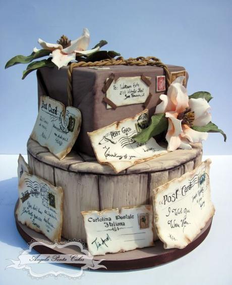 I don't know what I'd do if someone made this cake for me. It's absolutely stunning. Old postcards cake. For more, visit Angela Penta Cakes at www-facebook-compagesangela-penta-cakes536210989849901.jpg