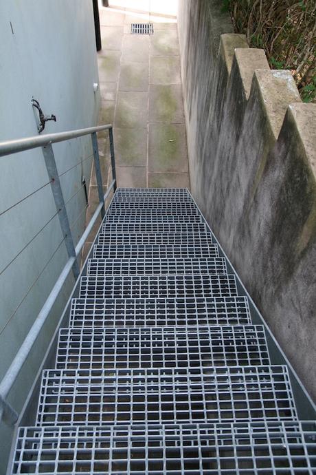 Galvanised steel metal decking steps
