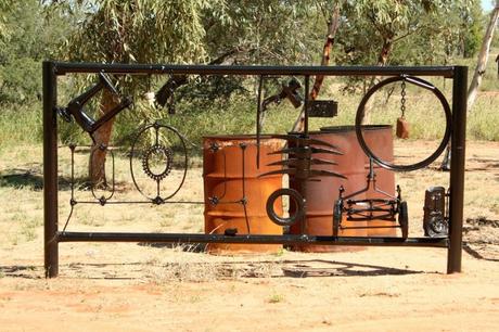  rusted objects being reused for a sculpture