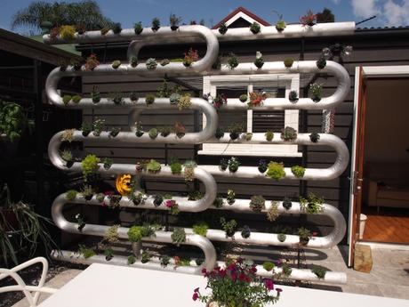 Tubular steel planted garden screen designed by Brendan Moar