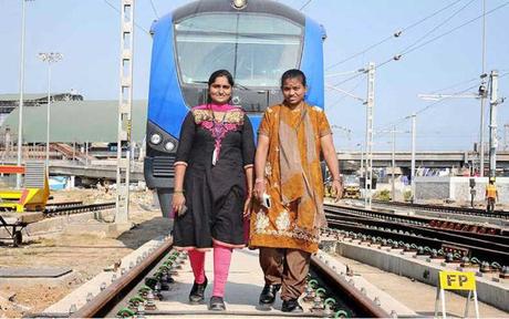 Chennai Metro chugs off ....  driven by a female driver