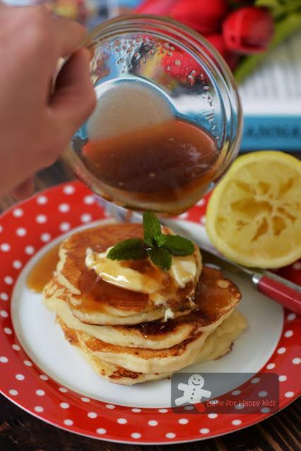 Lemon Yogurt Pancakes with Lemon Drizzle