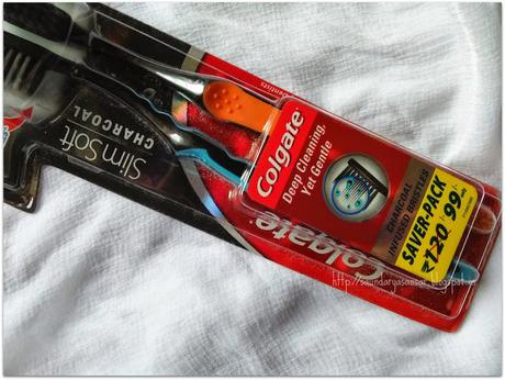 Dental Hygiene with Colgate Slimsoft Charcoal Toothbrush