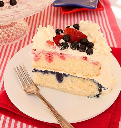 July 4th Red, White and Blue Patriotic Cake