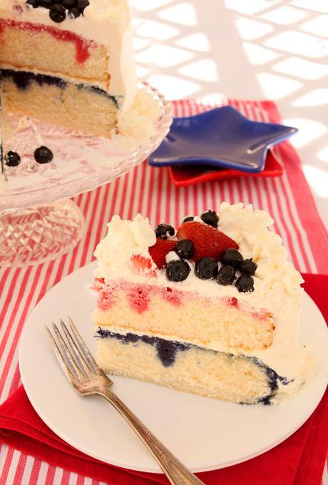 July 4th Red, White and Blue Patriotic Cake