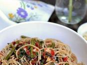 Asparagus Spinach Pasta with Checca Sauce