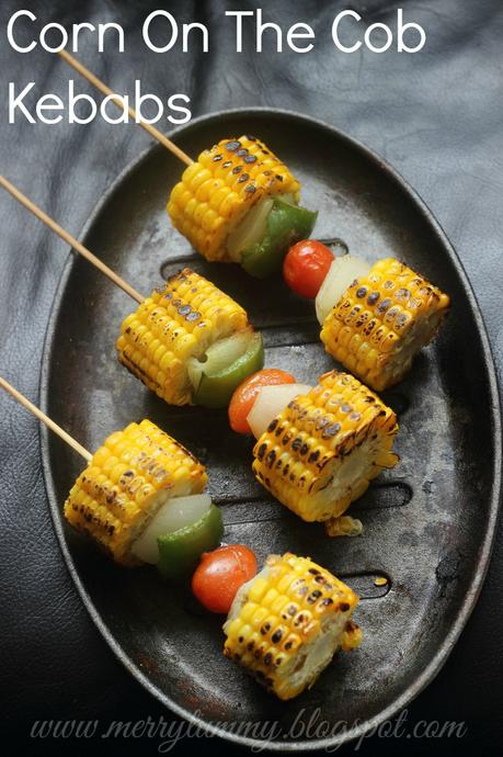 Corn On The Cob Kebabs: Corn On Sticks: Summer Appetizer: Vegetarian Kebabs