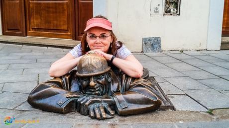 Linda with Cumil, the lazy Bratislava worker.