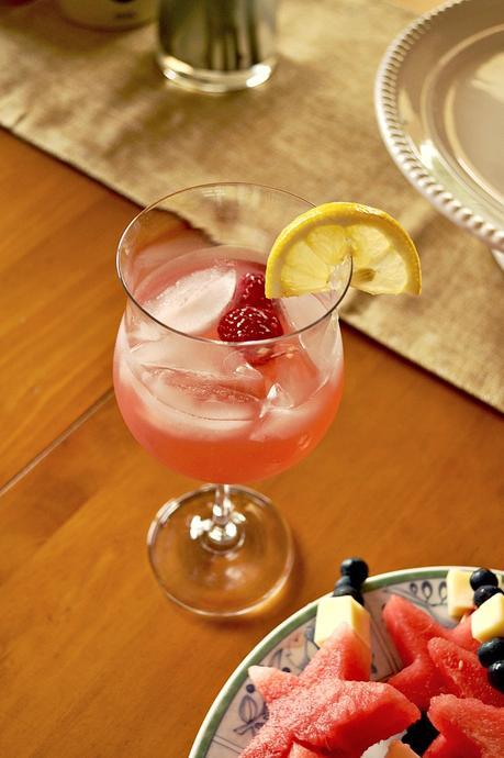 Limoncello Sangria with fruit and ice