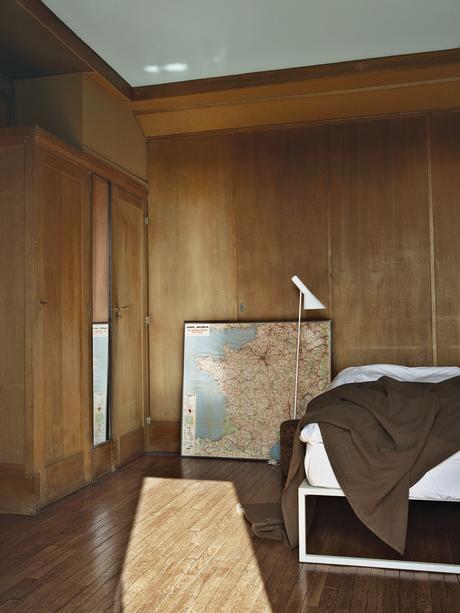 Modern wooden Parisian bedroom