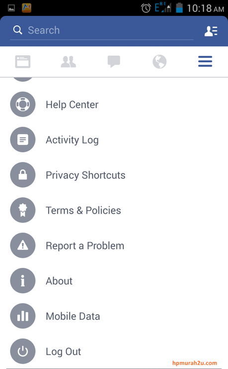 facebook android log out