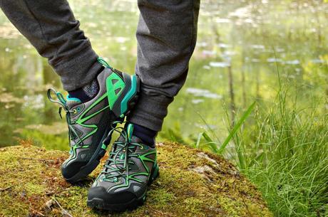 Merrell Capra hiking shoes by pond