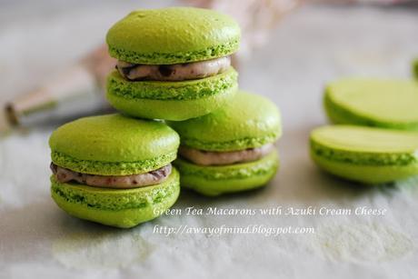 Geen Tea Macarons with Azuki Cream Cheese（Matcha Macarons 绿茶红豆乳酪马卡龙）