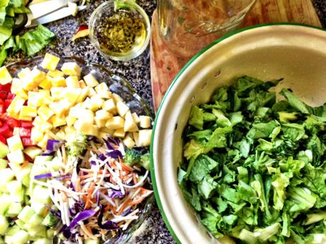 Chopped & Layered Mason Jar Salad w/Strawberry Poppy Seed Vinaigrette