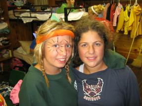 Dressing up for another skit was a typical occurrence at camp