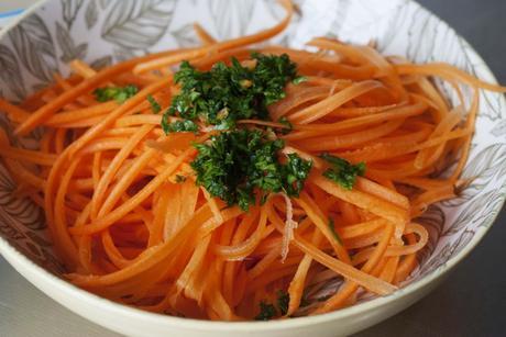 Raw Carrot Pasta with Ginger Lime Peanut Sauce