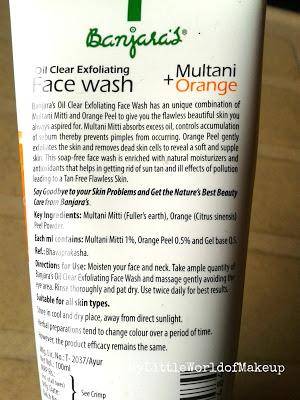 Banjara's Oil Clear Exfliating Multani + Orange  Face Wash Review