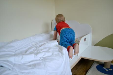 HelloHome StarBright toddler bed with child getting in